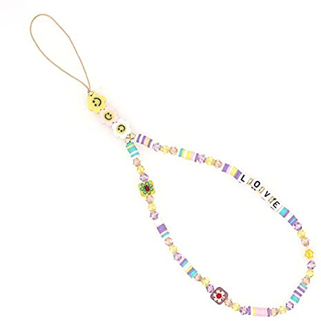 Uposao Handy Handgelenk Lanyard,Böhmische Handykette Handy Straps Perlen Telefon Handgelenk Gesicht Charme Perlen Telefon Anhänger für Mobile Handy Schmuck Hängen Chian für Frauen