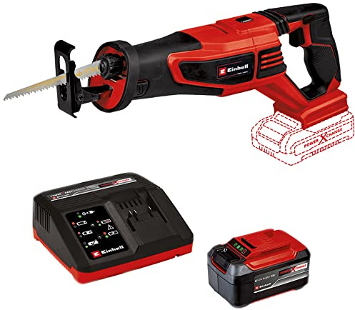 Einhell Akku-Universalsäge TE-AP 18/28 Li BL Power X-Change (Li-Ion, 18 V, 28 mm Hubhöhe, bürstenloser Motor, drehbarer Hauptgriff, Anti-Vibrations-Funktion, inkl. 5,2 Ah Akku und Fastcharger)