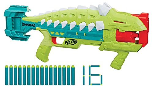 Nerf DinoSquad Armorstrike Dart Blaster, 16 Darts, Indoor and Outdoor Games, Dinosaur Toys for 8 Year Old Boys and Girls and Up