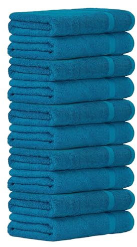 Luckytowel Saunahandtuch Set 80x200cm – Oeko-TEX Saunatücher aus 100% Baumwolle mit 600 g/m² – Saunatuch groß mit Aufhängeschlaufe – flauschig & saugstark – Sauna Handtuch Set – 10er Pack Türkis