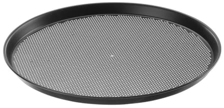 HENDI Perforerat pizzaplåt, bakplåt, pizzapanna, perfekt för jämn pizzabakning, ø 400 x (H) 25 mm, kolstål