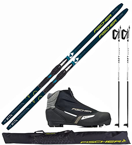 Fischer Langlaufski-Set Comfort Cruiser + Bindung + Schuhe Womens + Stöcke + Skisack (M ( 174cm Länge - für 60 - 79kg Körpergewicht))