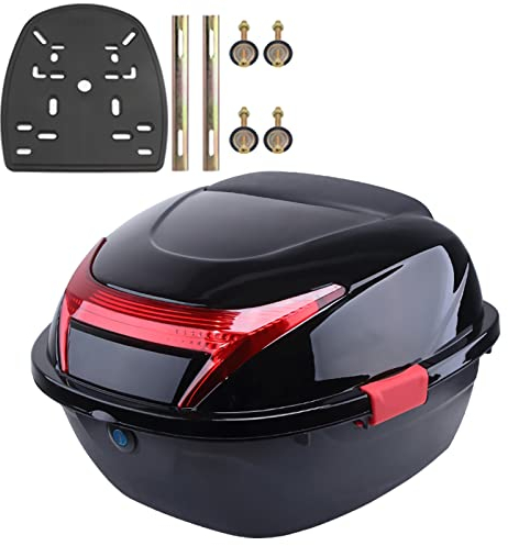 Motorrad Kofferraum Tour Heckbox Topcase ABS Wasserdicht AbschließBar Universal Harthelm GepäCkaufbewahrung mit Montagematerial für Motorrad Moped RüCkseitenkoffer ,B,11*15*16inch