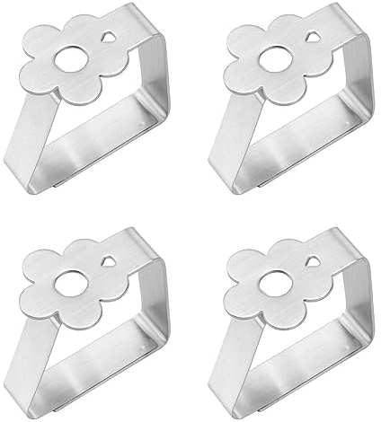 Outdoor Table Clips 4 Pack Table Cloth Cover Clamps Stainless Steel Picnic Tablecloth Clips, Tablecloth Holder Clip Anti-slip Decorative Cover Clamp for Restaurant Camping Wedding Party Dinner (C)