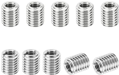 PATIKIL 10Stk Gewinde Adapter Hülse Reduziere Mutter M10*1.5 Außengewinde zu M6*1 Innengewinde Reparatur Einsatz Mutter Schraube Reduzierstück Umwandlung Edelstahl Verbindungselement 12mm