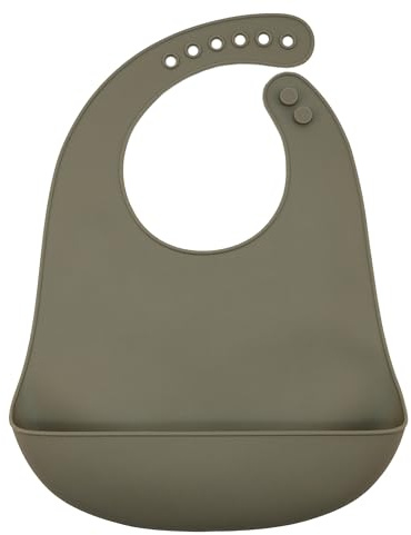 BABYZOCO Babero silicona para bebe, Babero impermeable, Mandil para bebe, Babero con bolsillo recolector, Babero ajustable, Sin BPA, Para niño/a de 6 a 72 meses, Silicona, Apto lavavajilla, Verde
