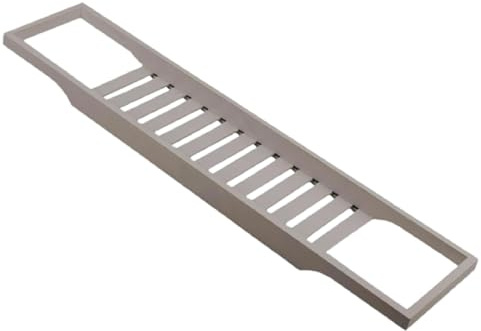 Bath Tub Rack Premium 100% Natural Bamboo Bathroom Slim Caddy Bridge organizer Wooden tray Shelf Holder Relax days Perfect Book Wine Glass Phone Spa Natural White & Grey Rack (Grey)