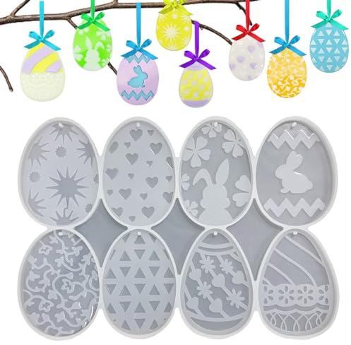 UTEFIF Moldes de silicona de Pascua, moldes de resina, llavero de huevo de conejo, joyería de Pascua, vela de bricolaje y jabón, artesanía, decoración del hogar