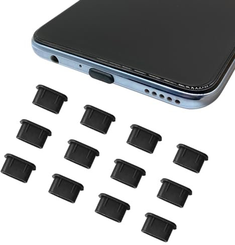 Desenda 12pcs USB Type C Anti Dust Cap Cover Port Plugs Protector Compatible with iPhone 15 Samsung Galaxy S21/S20/S22 Plus Ultra HUAWEI Mate 30 for All Type-C Smartphones and Tablets - Black