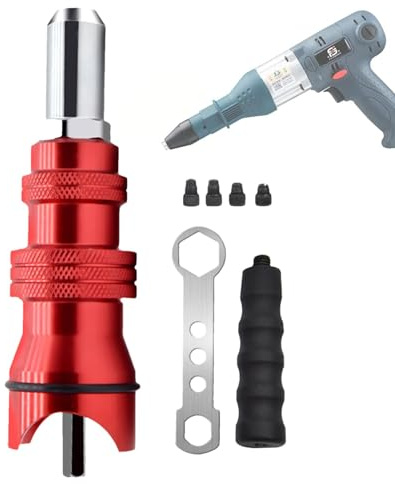 Teksome Rivet Nut Tool Adapter,Electric Rivet Drill Adapter Kit | Rivet Nut Drill Attachment, Electric Riveter Power Hand Tool with 4 Heads for Electric Drill