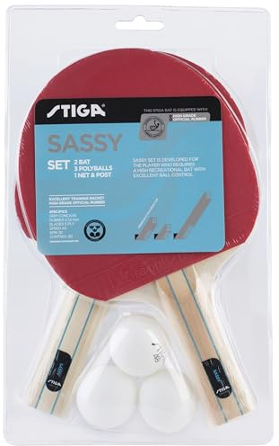 Sassy bordtennisset bestående av 2 racketar + 3 bollar + nät och tennisstång Stiga bord cd.2C4-544