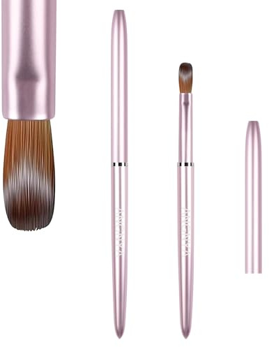 Pincel acrílico para uñas, ANGNYA 100% Puro Kolinsky Nail Art Brushes Mango Robusto Forma Ovalada Acrílico en Polvo Herramientas de diseño de uñas para manicura profesional DIY Casa Salon (8#)