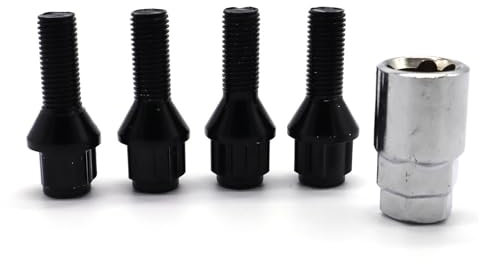 HZSMYXGS Car Wheel Bolts Compatible with VW for Caddy 2004-2023 Car Alloy Wheel Locking Bolts Nuts Lugs M12 x 1.5