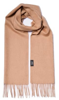 MayTree Kaschmir-Schal für Damen und Herren - Weicher Wollschal aus 100% Kaschmir, einfarbig, 180 x 30 cm - Luxuriöser Winter-Schal - Camel