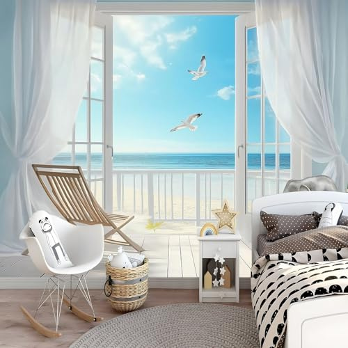 Fotomurales infantiles Vista de ventana en 3D Papel Tapiz 400 x 280 cm Fotomurales 3D Tv Fondo Pared Moderno Dormitorio Murales Fotomurales Decorativos