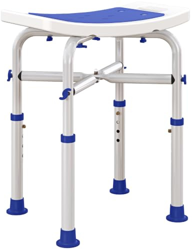 HOMCOM Shower Chair, Shower Stool for Elderly Disabled, Purple | Adjustable Padded, Built-in Handle, Non-slip Suction Foot Pads
