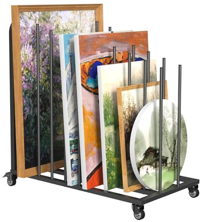 uyoyous Estante de secado de arte móvil 80 × 83 × 45 cm estante de secado para arte intervalo ajustable estante de secado de arte con ruedas freno para lienzos de arte, obras de arte, impresión