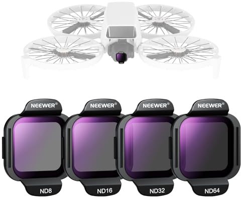 NEEWER ND Filter Set Compatible with DJI Flip Drone (4 Pack), ND8 ND16 ND32 ND64 Snap On Multicoated HD Optical Glass Neutral Density Lens Filter Accessories Kit, FL-N34