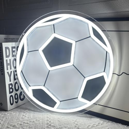 Panneau Lumineux Néon de Football pour Décoration Murale Intensité Variable | Alimenté par USB Lampe sur le Thème du Sport Pour Chambre Salle de Jeux Soirées en Club Décoration de Fête 32 x 32 cm