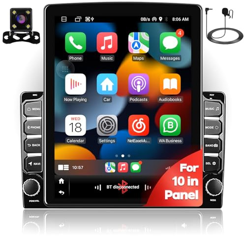 WENMENGDE 9.7inch 2+32GB IPS Vertical Screen Android Car Radio Audio Video Stereo Player for Double Din Raido Model with CarPlay Android Auto WiFi BT MirrorLink Split Screen PIP GPS Navigation