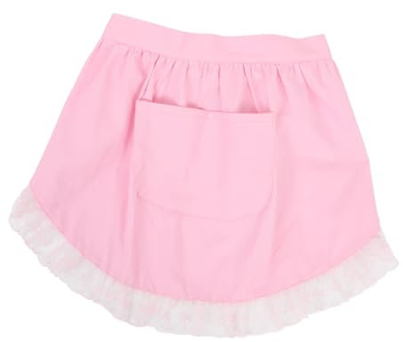 TOPPERFUN Grembiule Donna in Cotone Con Dettagli in Pizzo Grembiule Corto Con Cintura Regolabile Resistent Acqua Olio Per Cucina Ristorante e Bar