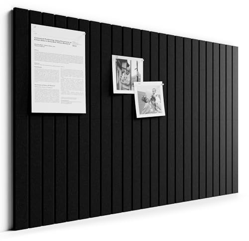 Bumusty Große Filz Pinnwand 90 x 60 cm, 6er-Pack, Schwarz | Pinnwand Modern Korktafel-Alternative mit 30 Klebepads, Visionboard, Fotowand & Memoboard für Büro, Kinderzimmer & Schule