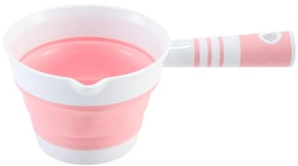 Fenteer Louche de Cuisine Pliable En Silicone Résistant pour Économiser de L'Espace avec Trou de Suspension Adapté pour La Cuisine La Salle de Bain Le Jardin, Rose