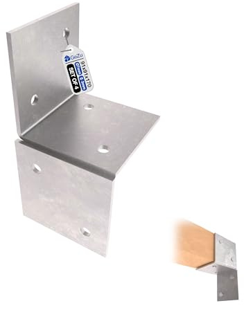 GeZu Impex Staffa da Parete Pergola 91x91mm Set di 4 | Zincata a Caldo Staffa di Montaggio a Muro per Pergolato Connettore per Trave in Legno Staffa Piana da Parete