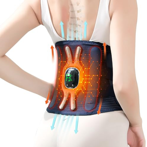 Heat Pad for Back Pain Relief with Massager,Cordless Back Heating Pad with Adjustable Straps,3 Heat Settings for Lower, Lumbar, Abdomen(No Charger)