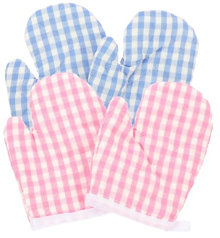 VALICLUD 4Pcs Heat Resistant Kitchen Oven Gloves Scalding Baking Mitts Insulated Cooking Gloves for Barbecue and Microwave Use and Comfortable Design