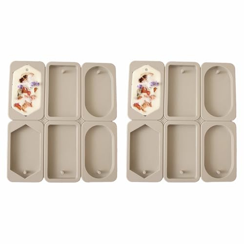 Bustlwor 2 Pièces Moule en Silicone Avec Trou de Suspension, Moule en Silicone à 6 Cavités, pour Bricolage, Colliers, Porte-Clés, Bougies, Savons, Grise(3 Formes)