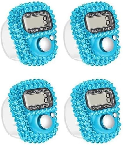 ZhangyiHot 4Pcs Digital Finger Tally Counter with Resettable Lap Tracking - Portable Electronic Clicker for Golf, Knitting, Goods Counting | Mini Display and Silent Operation