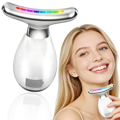 Elektrisches Gesichtsmassagegerät Gegen Falten,7 Farben 3 Modi Gesicht Anti Falten Face Massager 42°C Wärme Gua Sha Face Lifting Device,V Shape Facial EMS Gerät Masajeador für Damen Herren