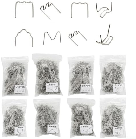 Qualoramall 800 st rostfritt stål varm häftapparat häftklamrar kit, 0,6 mm/0,8 mm hörn platta vågformer för plastsvetsning och bilstötfångare reparation, kompatibel med nylon, PVC, ABS-material