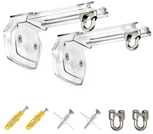 Universal Projector Screen Mount Bracket,Adjustable Wall & Ceiling L-Brackets with Closed Hooks,1.4–4 Extension,66 lbs Capacity,Includes Full Hardware for Home Theater & Outdoor Screens,Clear
