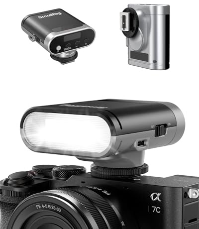 SMALLRIG RS20 Mini Camera Flash for Sony for Canon, GN12 Speedlight for Camera with 2000mAh Battery OLED Screen, 500 Full-Power Flashes/1.8s Recycle/6500K, A/M Mode 8-Level 1/1-1/128 -(Silver)5818