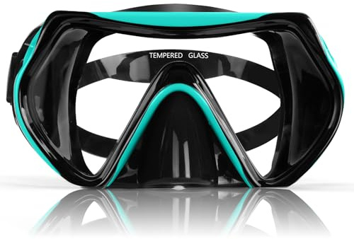 AOOSA dykglasögon vuxna tonåringar, dykglasögon för män och kvinnor, dykmask med 180° panorama HD anti-dimma anti-läckage justerbar silikonband dykmask för dykning snorkling simning
