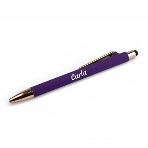 Bolígrafo Set de Escritura Personalizado (Nombre o Texto) Madera Bambu, Tacto suave Regalo hombre Regalos Originales día del padre amigo novio profesor boda bautizo comunión (Violeta)