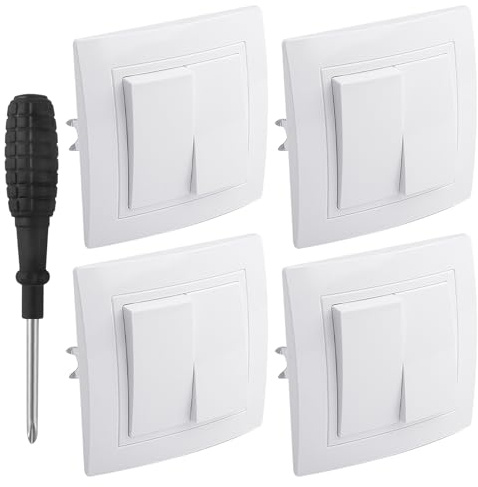 4 PCS Interrupteur Va et Vient 10A 250V Mural Double de Vis-Unidirectionnel | UYUYong Interrupteurs Encastrable Poussoir Interrupteur Lumiere Avec Stylo à Vis pour Escalier Couloir Chambre à Coucher