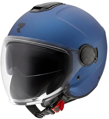 Rakers Casco Jet Moto con Visierino Solare Integrato Omologato ECE 22.06 – Calotta in ABS, Doppia Visiera, Ventilazione Avanzata, Interni Lavabili, Chiusura Micrometrica – Leggero e Versatile (M)