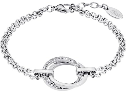 LOTUS STYLE Pulsera Acero Inoxidable Mujer LS1780-2/1 Geométrico - Sofisticado Brazalete con Pulido y Acabado Refinado 20,8 cm - Ideal para Regalo de Cumpleaños - Aniversario - Ocasiones Especiales