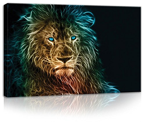 Forwall Leinwand Bilder 60x40 cm | Löwe Abstrakt Schwarz Tiere, Leinwandbilder, Bild auf leinwand, Format: 60x40 cm (BxH) - einteilig auf Canvas