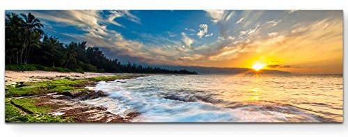 Paul Sinus Art Leinwandbilder | Bilder Leinwand 150x50cm Sonnenuntergang in der Karibik