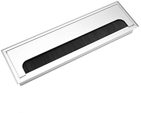 Joyzan Desk Cable Grommet Hole, Square Aluminum Alloy Hole Cover(276*80mm) | Cord Computer Wire Tidy Outlet Insert Table Top Organizer for Management Home Office Entertainment Areas Workstations Wires