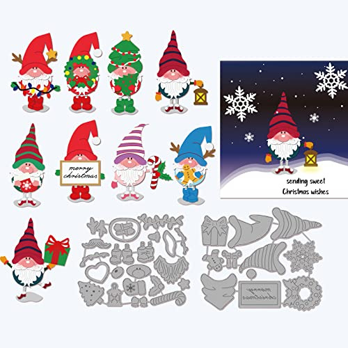 GLOBLELAND Metal Christmas Gnome Cutting Dies Santa Claus Dwarf Die Cuts Embossing Stencils for Paper Card Making Decoration DIY Scrapbooking Album Craft Decor