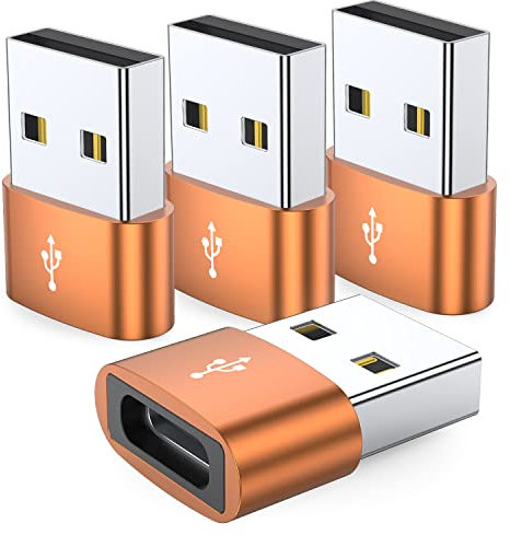 JXMOX USB C Female to USB Male Adapter 4-Pack,Type C to USB A Charger Cable Adapter for iPhone 11 12 13 14 15 16 Pro Max Plus,Samsung Galaxy S24 S23 S22 Ultra,Google Pixel 5 4 3 2,iPad Air 4 5 Mini 6