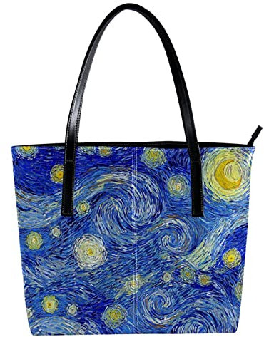 Schultertasche Leicht Casual Schultasche Lehrertasche Handtasche Geldbörse Abstrakt Ölgemälde Blau Kunst Sternenhimmel Mond Sonne, Mehrfarbig