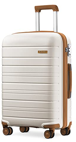 KONO XL Koffer Groß Hartschale Trolley Hartschalenkoffer 76cm mit TSA Schloss und 4 Rollen, Polypropylen Rollkoffer, 76x49x30cm, 100 Liter (Creme Weiß, XL/100L)