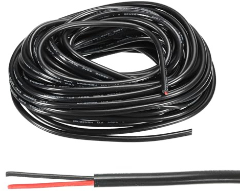 sourcing map 22AWG Electrical Wire 2 Conductors 33FT/10m Power Cable Flexible Extension Signal Signal Cable Black for LED Strips Lamps Lighting Power Supply