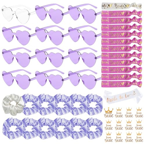 36 Pezzi Occhiali Team Bride Braccialetti Tatuaggi,Bride Occhiali a Forma di Cuore,Occhiali da Sposa Cuore,Occhiali per Addio al Nubilato,Bride to be Gadget,Team Bride Occhiali a Forma di Cuore